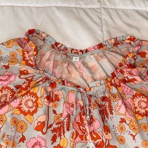 Floral Tie Arm Mini Dress